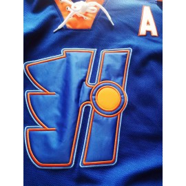 Men's #69 Blue & Orange Ice Hockey Jersey - Embroidered Long Sleeve, Loose Fit V-Neck, Breathable Polyester Fabric for Sports, Casual Wear, and Team Activities, Novelty Hockey Shirt | Embroidered Sports Top | Comfortable Fit, Hockey Stocking Stuffers