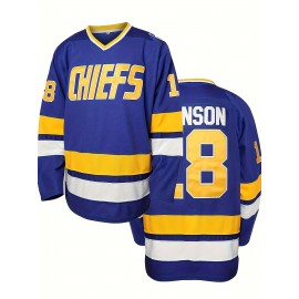 1pc SheLucki Men'S Ice Hockey Jersey - Polyester V-Neck Sweatshirt with Embroidered Lettering, Loose Fit Long Sleeve Top for Sports, Casual, Outdoor Activities - All Seasons