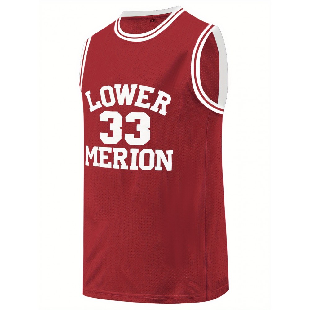 Men'S Red # 33 Basketball Jersey, Casual, Fashionable, Breathable And Sporty, High-Quality Letter Embroidered Street Basketball Round Neck Pullover