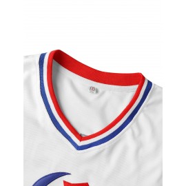 Men's #28 White Baseball Jersey - Breathable Embroidered Polyester, V-Neck & Button Closure, Loose Fit for Team Sports, Casual Outings, and Training, Sizes S-XXXL