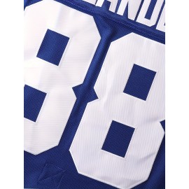 Men'S Ice Hockey Shirt # 88 Embroidered Details - Perfect For Sports And Casual Wear Blue Size S-3XL