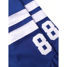 Men'S Ice Hockey Shirt # 88 Embroidered Details - Perfect For Sports And Casual Wear Blue Size S-3XL