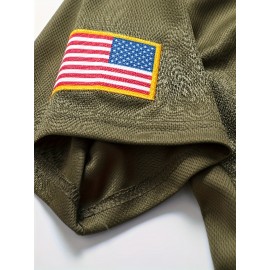 Men's Army Green #1 Baseball Jersey Loose Embroidery Sporty, Fashionable, Casual, Breathable On The Street