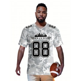 Men's Arctic Camo Dallas #88 Polyester Football Jersey, Men V-Neck Sports Shirt With Slight Stretch, Breathable Casual Knit Fabric For All Seasons, Loose Fit Adult, Fans Gift Men, For Training Competition Festival Party Outdoor Sports