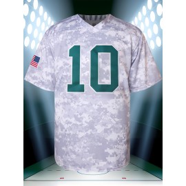 Men'S Rugby Uniform # 10 Camouflage Breathable V-neck Rugby Uniform