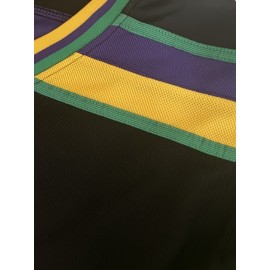 Men's #99 Black & Golden Ice Hockey Jersey - Embroidered, Breathable Polyester, V-Neck Captain's Sweatshirt with Striped Accents - Sporty & Casual Wear for All Seasons