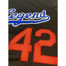 Men'S Black #42 Baseball Jersey Loose Embroidery Sporty, Fashionable, Casual, Breathable on The Street