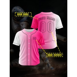 Customizable Youngsters' Baseball Jersey - Personalized Name & Number, Light Purple to White Gradient Design, Breathable Polyester, Perfect for Sports Training, Parties & Casual Wear, Youth Sports Apparel | Outdoor Activity Shirt | Durable Sports Jersey