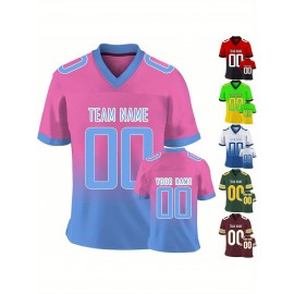 Customizable Football Jersey - Personalized Name & Number, Classic V-Neck Style with Blue & White Stripes, Perfect for Sports, Travel, or Photo Shoots, Sports Fan Apparel | Classic Vneck Style | Durable Fabric, Football Jersey