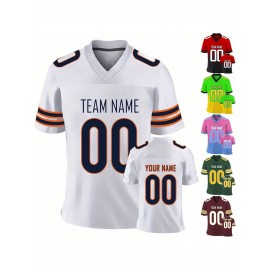 Customizable Football Jersey - Personalized Name & Number, Classic V-Neck Style with Blue & White Stripes, Perfect for Sports, Travel, or Photo Shoots, Sports Fan Apparel | Classic Vneck Style | Durable Fabric, Football Jersey