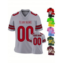 Customizable Football Jersey - Personalized Name & Number, Classic V-Neck Style with Blue & White Stripes, Perfect for Sports, Travel, or Photo Shoots, Sports Fan Apparel | Classic Vneck Style | Durable Fabric, Football Jersey