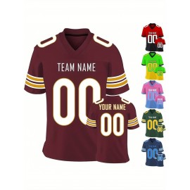 Customizable Football Jersey - Personalized Name & Number, Classic V-Neck Style with Blue & White Stripes, Perfect for Sports, Travel, or Photo Shoots, Sports Fan Apparel | Classic Vneck Style | Durable Fabric, Football Jersey