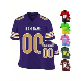 Customizable Football Jersey - Personalized Name & Number, Classic V-Neck Style with Blue & White Stripes, Perfect for Sports, Travel, or Photo Shoots, Sports Fan Apparel | Classic Vneck Style | Durable Fabric, Football Jersey