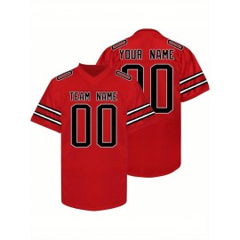 Custom Personalized Football Jerseys with Team Numbers Printed, Tailored Plus-Size Short-Sleeve Shirts, Perfect Gifts for Fans.