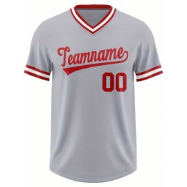 Customizable Plus Size V-Neck Baseball Jacket - Personalized Name & Number Stitched Design, Red/Black Contrast, Comfortable Non-Stretch Fabric, Breathable Summer Sports Shirt for Women, Casual Sportswear | Sporty Vneck Jacket | Durable Sportswear