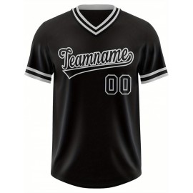 Customizable Plus Size V-Neck Baseball Jacket - Personalized Name & Number Stitched Design, Red/Black Contrast, Comfortable Non-Stretch Fabric, Breathable Summer Sports Shirt for Women, Casual Sportswear | Sporty Vneck Jacket | Durable Sportswear